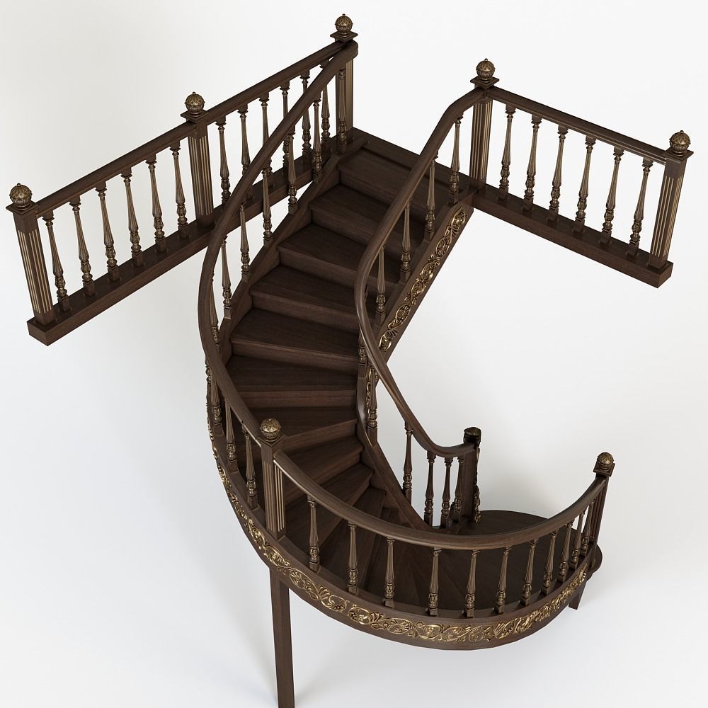Classic stairs 3D model_1