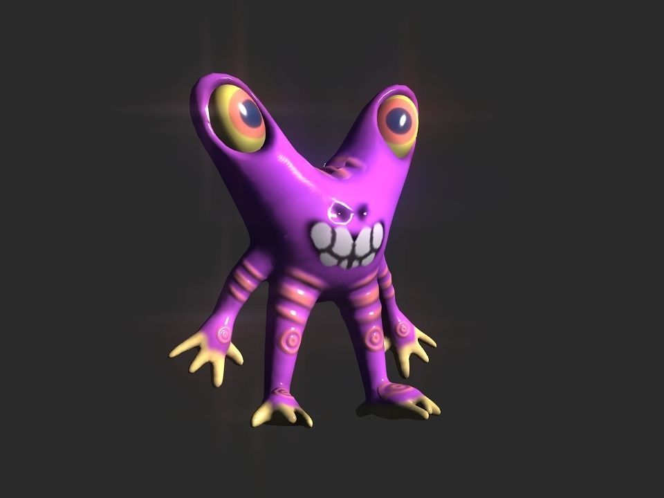 Twin Eye head toy alien Low-poly 3D model_27