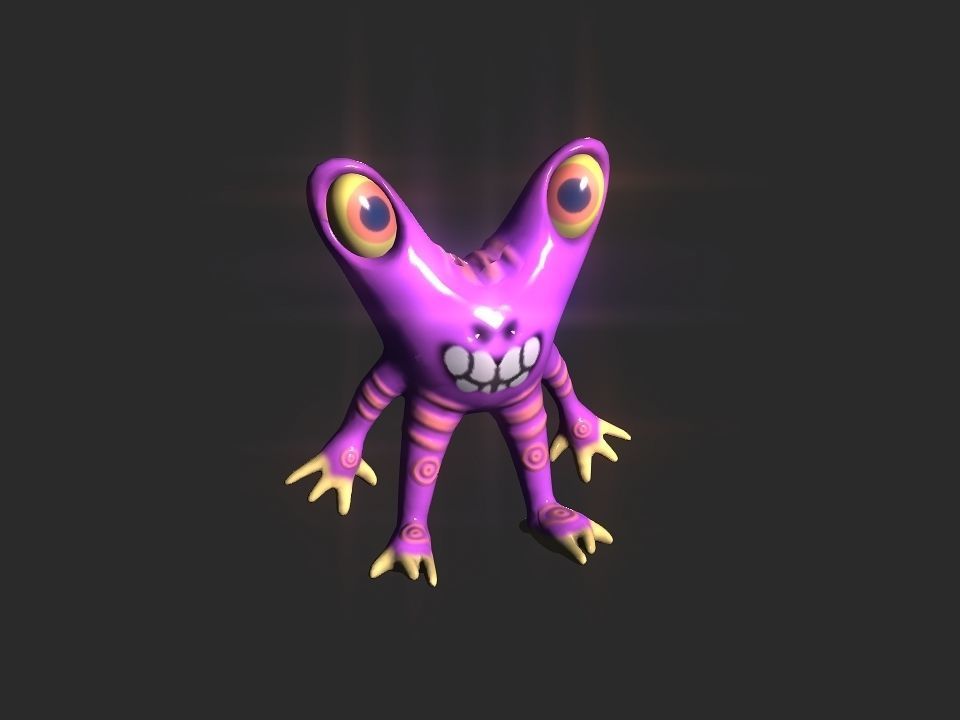 Twin Eye head toy alien Low-poly 3D model_9