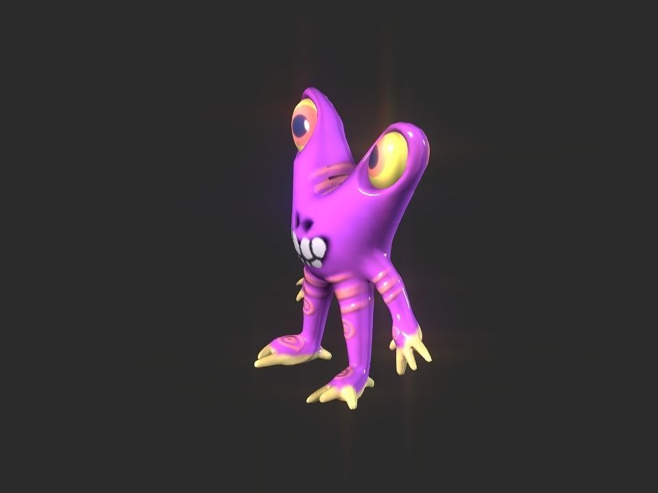 Twin Eye head toy alien Low-poly 3D model_12