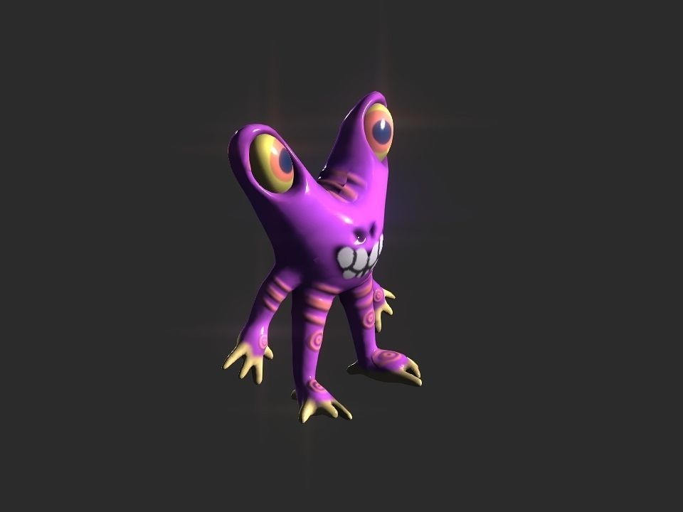 Twin Eye head toy alien Low-poly 3D model_7