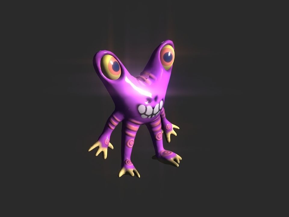 Twin Eye head toy alien Low-poly 3D model_8