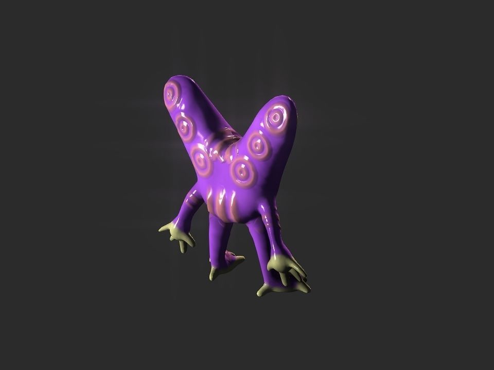 Twin Eye head toy alien Low-poly 3D model_2