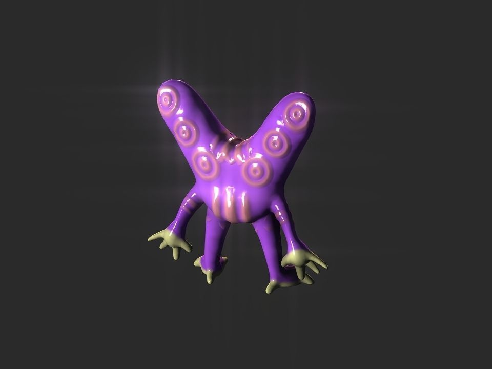 Twin Eye head toy alien Low-poly 3D model_33