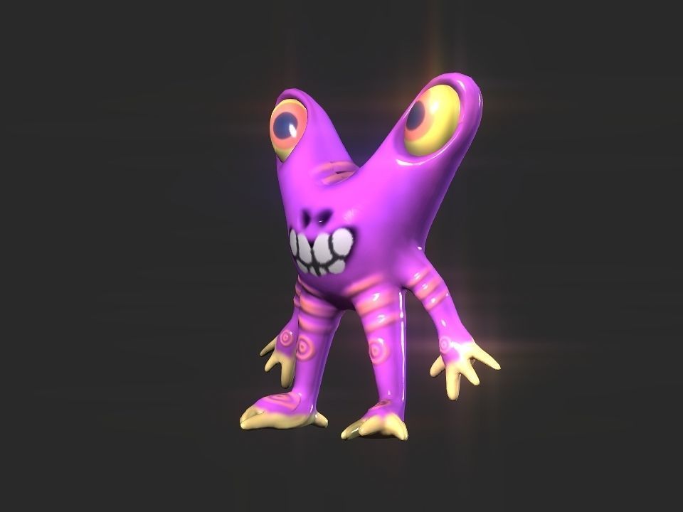 Twin Eye head toy alien Low-poly 3D model_14