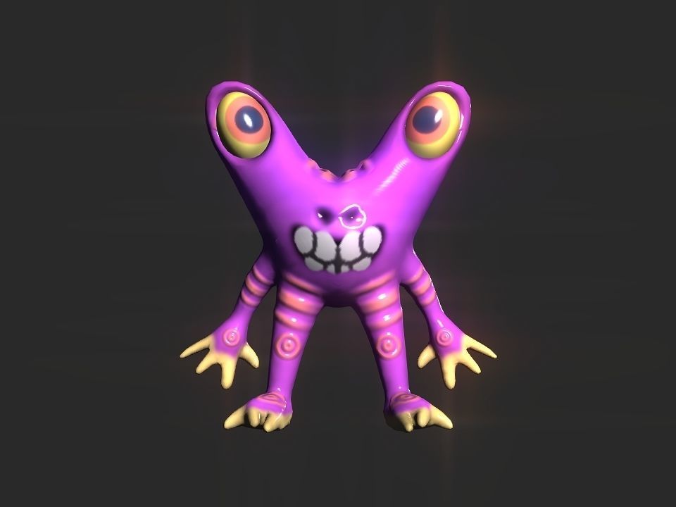 Twin Eye head toy alien Low-poly 3D model_11