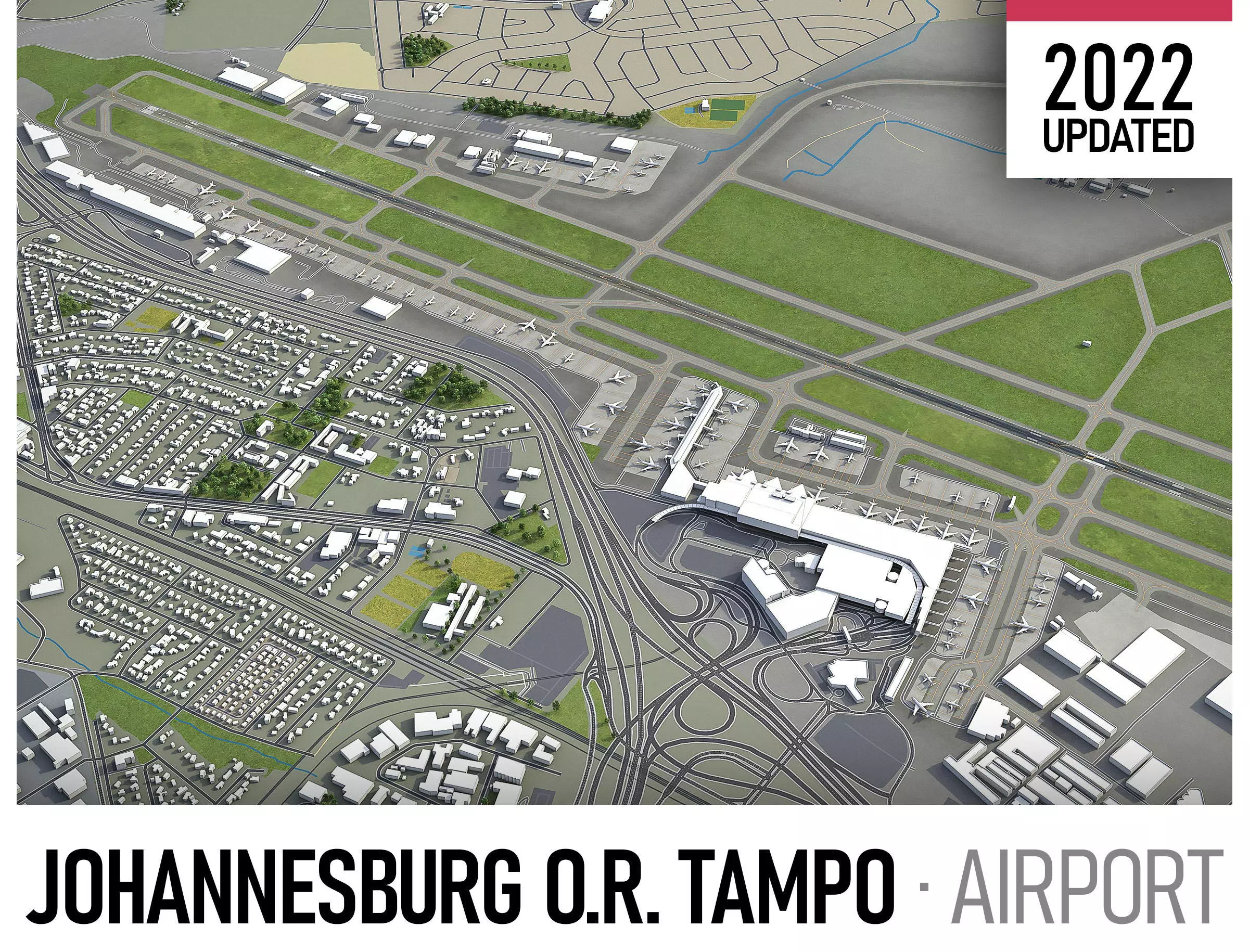 Johannesburg  OR Tambo Airport - JNB Low-poly 3D model_0