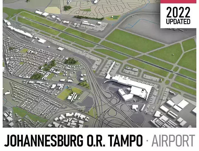 Johannesburg  OR Tambo Airport - JNB Low-poly 3D model