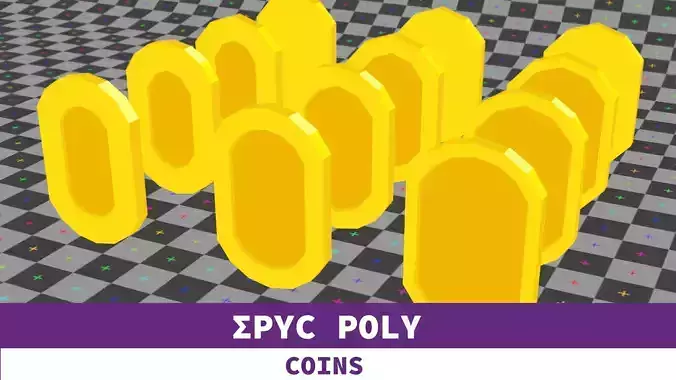 Epic Poly - Mariolike Coin with LOD Low-poly 3D model