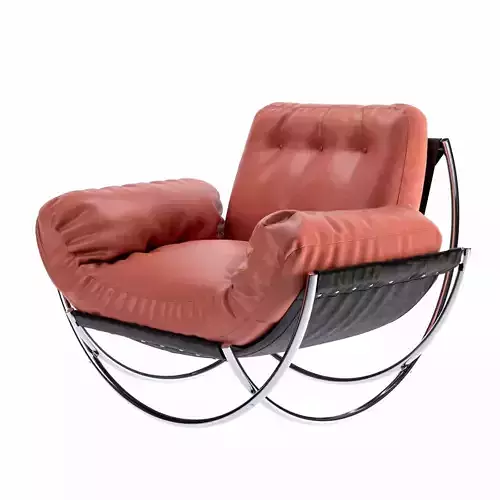 Lounge Chair in Red Leather by Lennart Bender 3D model