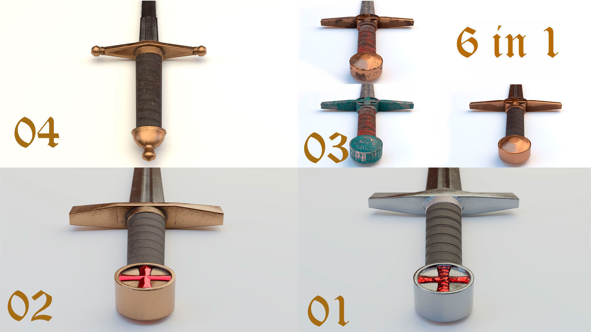 6 swords Low-poly 3D model_2