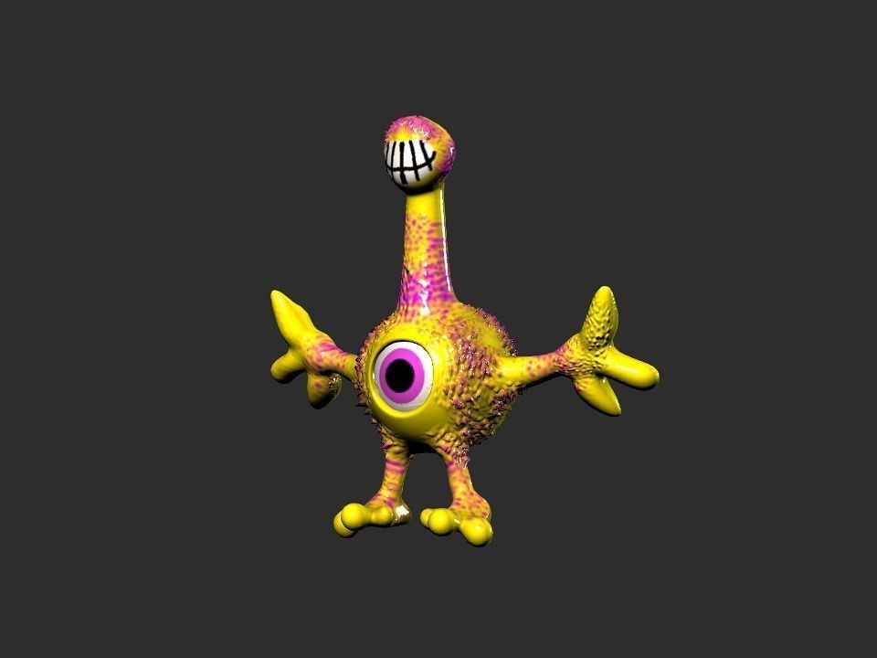 Horn Mouth toy cartoon alien Low-poly 3D model_23