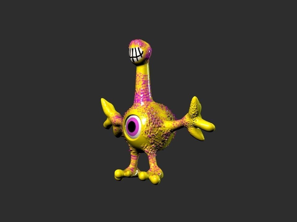 Horn Mouth toy cartoon alien Low-poly 3D model_33