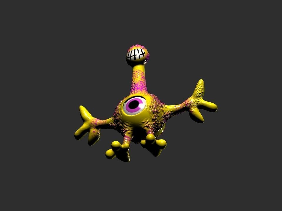 Horn Mouth toy cartoon alien Low-poly 3D model_21