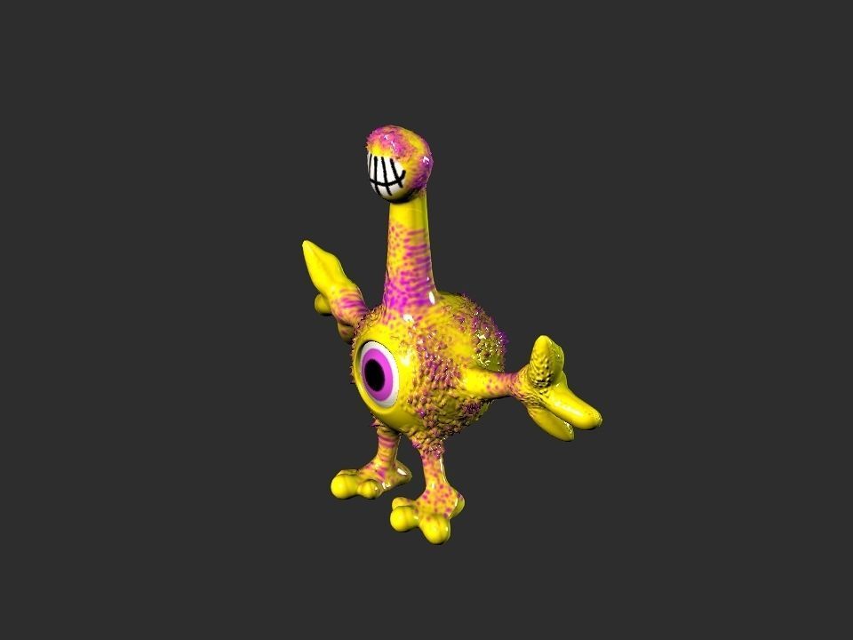 Horn Mouth toy cartoon alien Low-poly 3D model_14