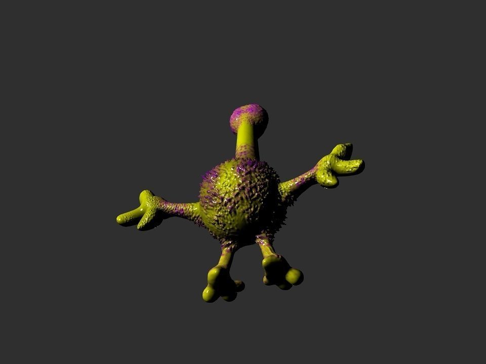 Horn Mouth toy cartoon alien Low-poly 3D model_28