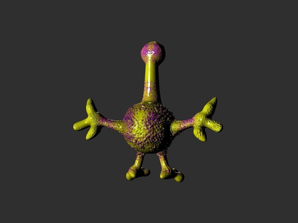 Horn Mouth toy cartoon alien Low-poly 3D model_3