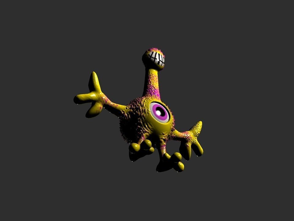 Horn Mouth toy cartoon alien Low-poly 3D model_32