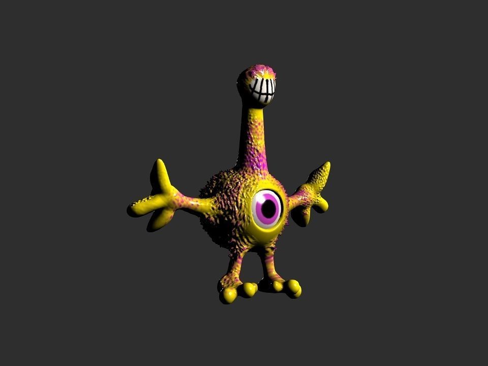 Horn Mouth toy cartoon alien Low-poly 3D model_10