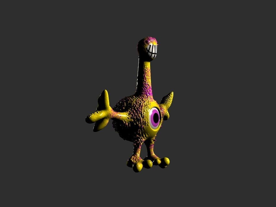 Horn Mouth toy cartoon alien Low-poly 3D model_9