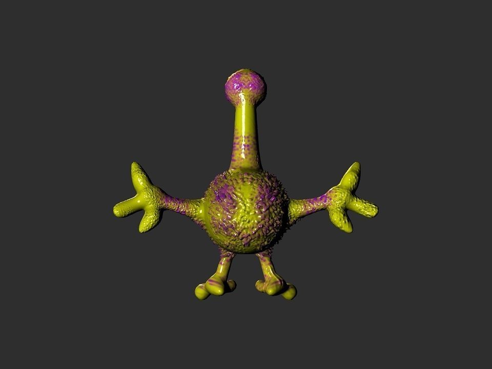 Horn Mouth toy cartoon alien Low-poly 3D model_2