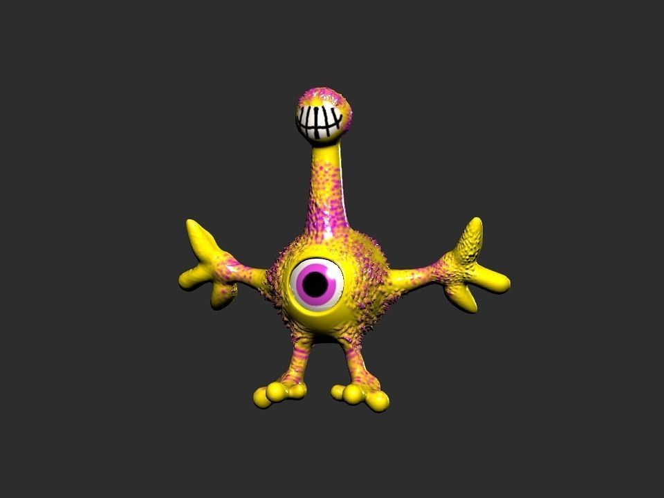 Horn Mouth toy cartoon alien Low-poly 3D model_12