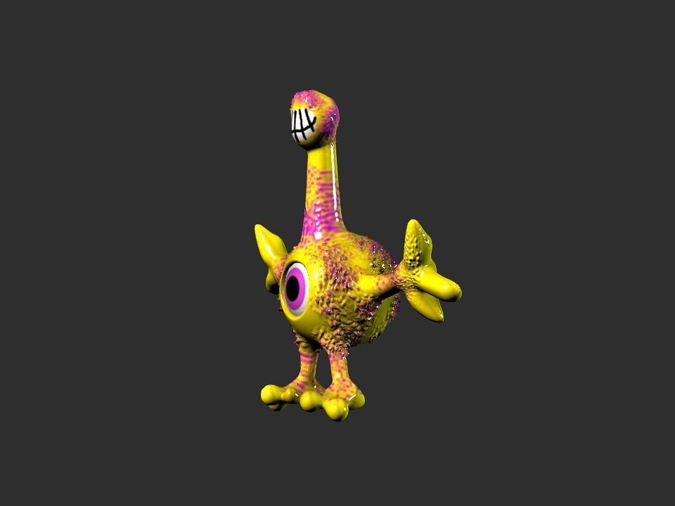 Horn Mouth toy cartoon alien Low-poly 3D model_34