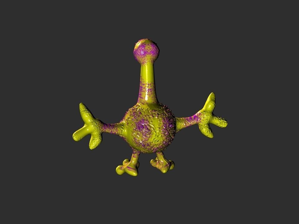 Horn Mouth toy cartoon alien Low-poly 3D model_16