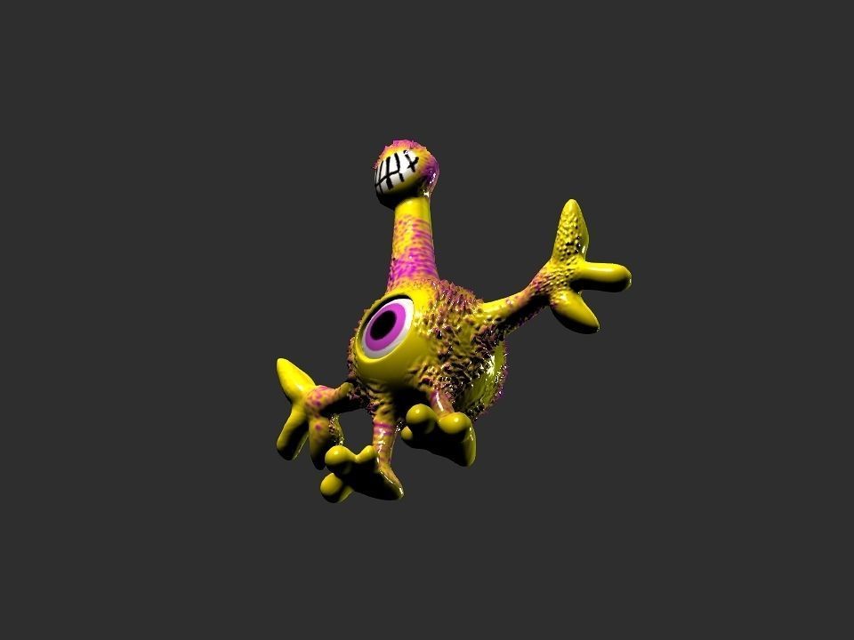 Horn Mouth toy cartoon alien Low-poly 3D model_22