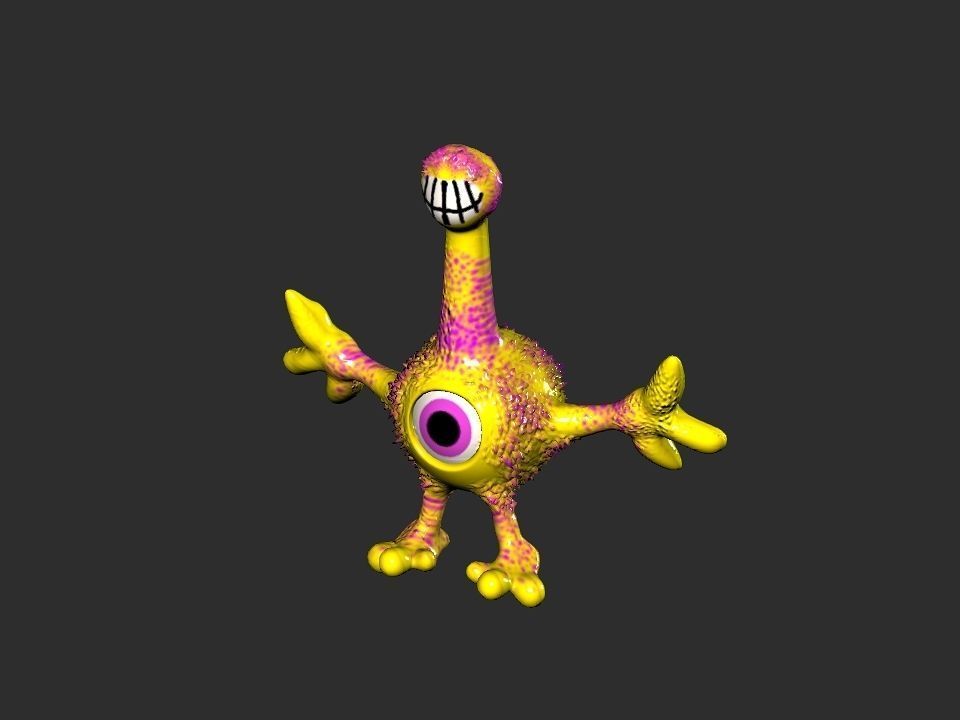 Horn Mouth toy cartoon alien Low-poly 3D model_13