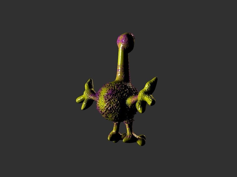 Horn Mouth toy cartoon alien Low-poly 3D model_5