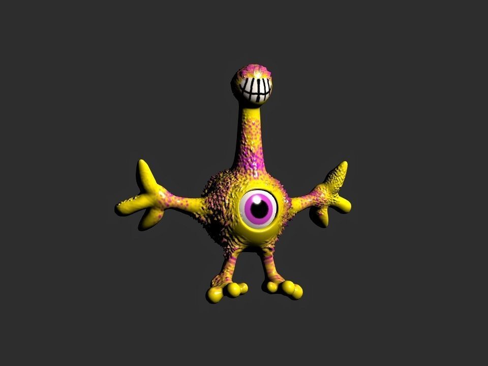 Horn Mouth toy cartoon alien Low-poly 3D model_11