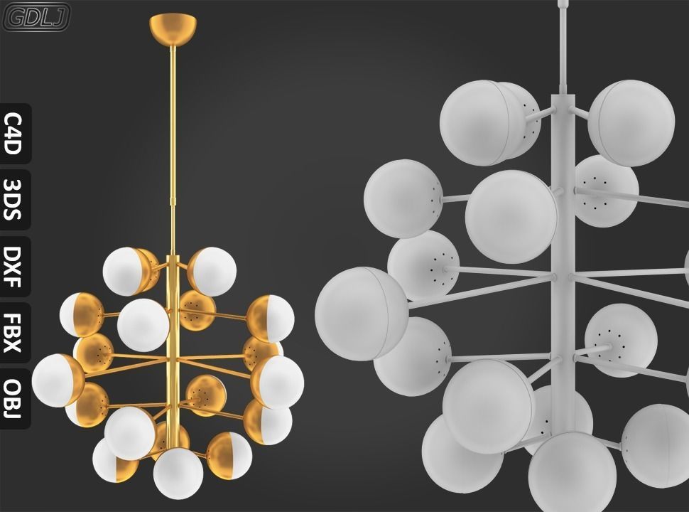 Cluster Chandelier Low-poly 3D model_9