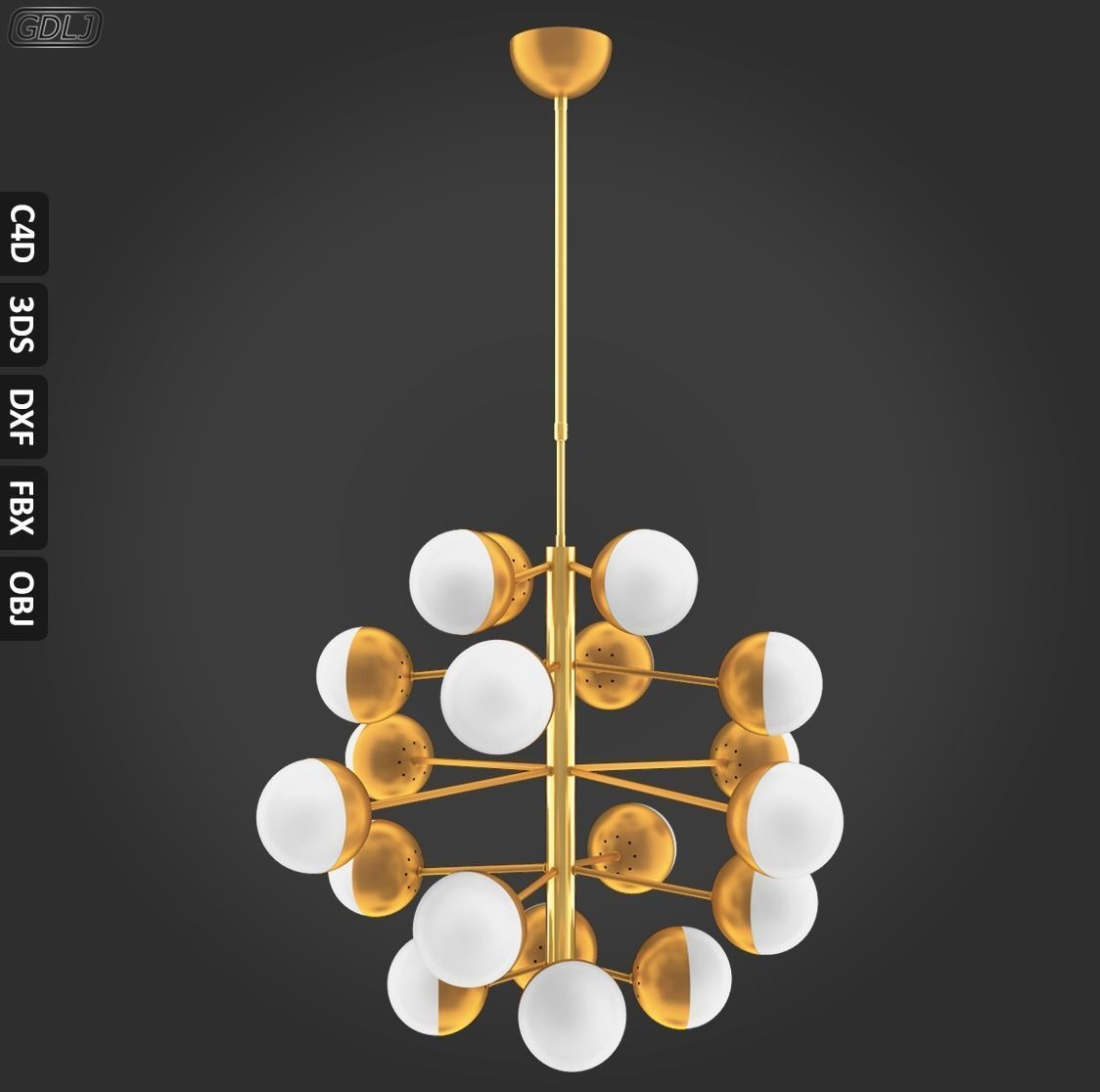 Cluster Chandelier Low-poly 3D model_2