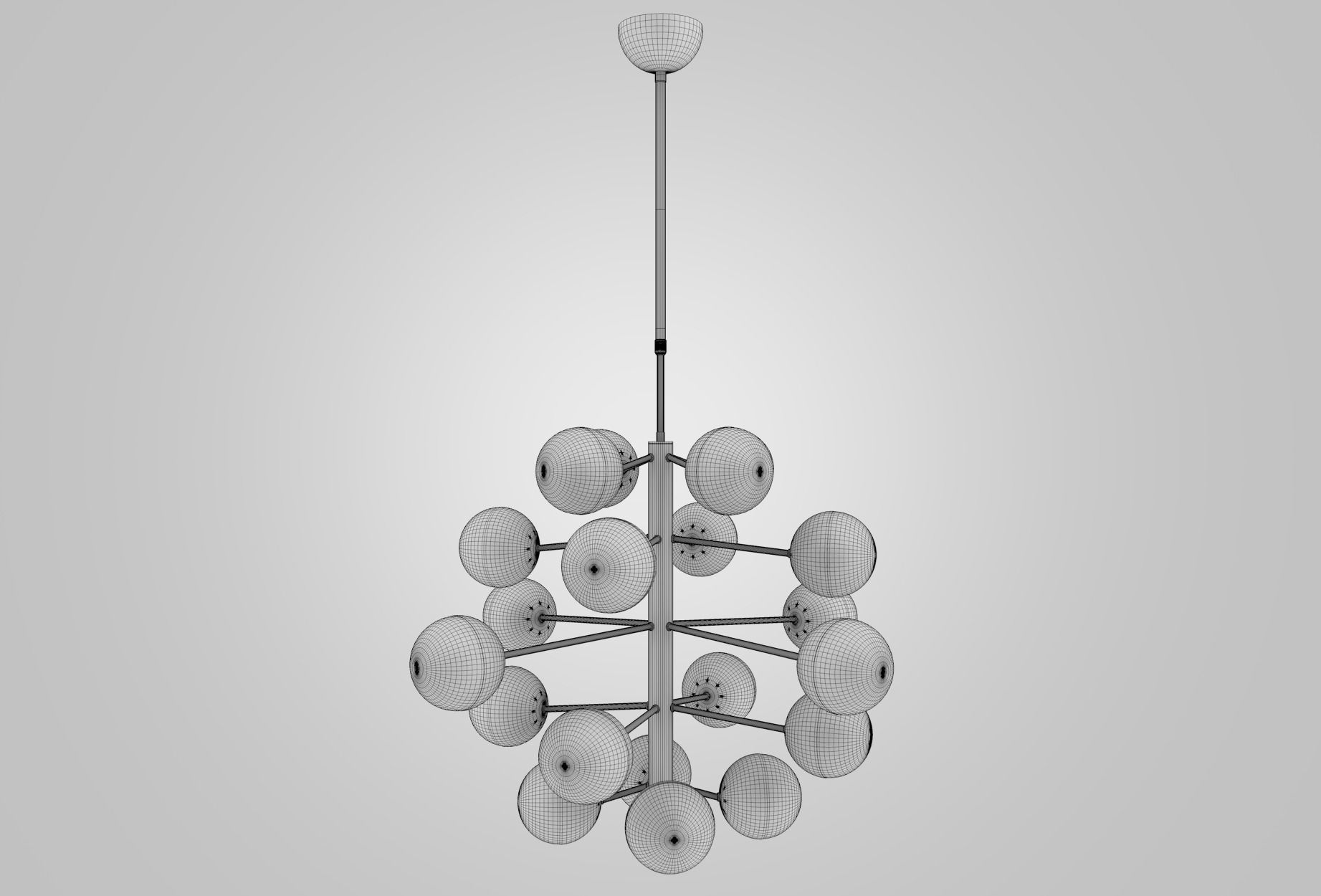 Cluster Chandelier Low-poly 3D model_7