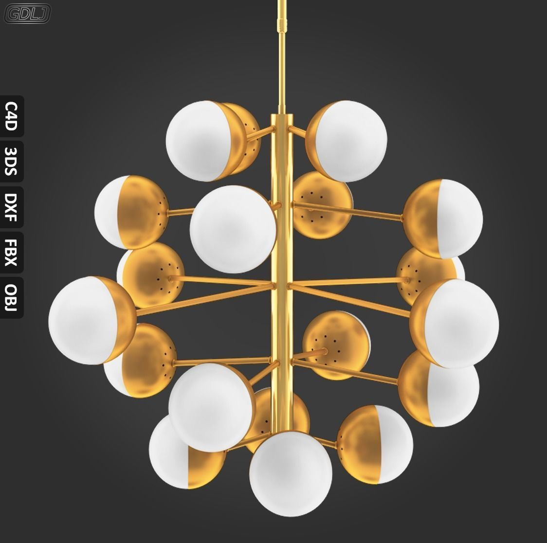 Cluster Chandelier Low-poly 3D model_1