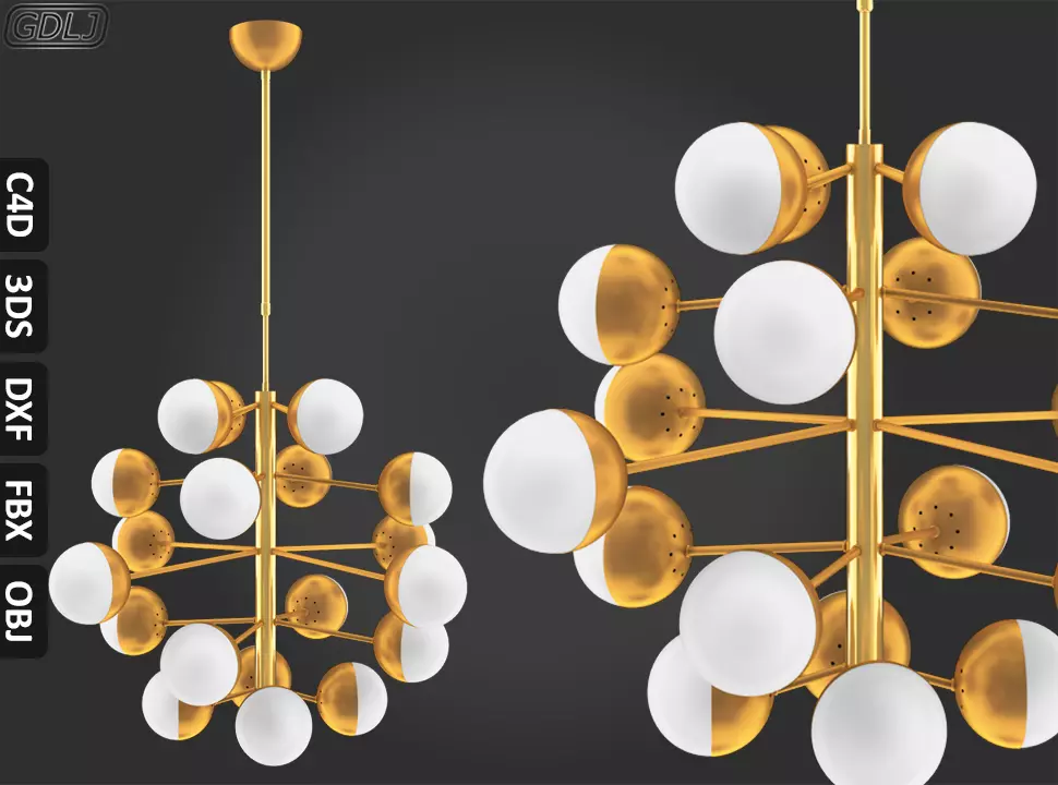 Cluster Chandelier Low-poly 3D model_0