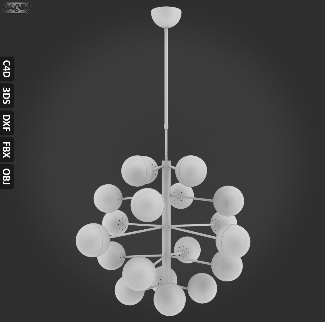 Cluster Chandelier Low-poly 3D model_3