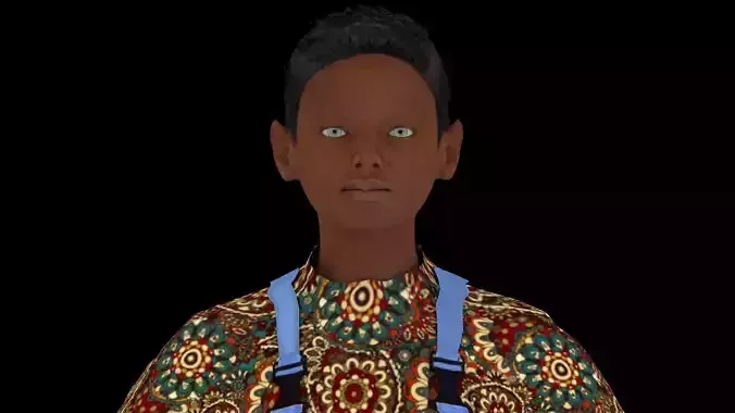 Model 8 woman in overalls 3D model