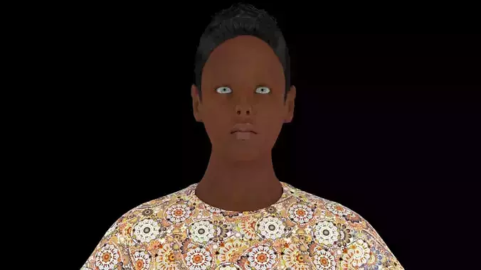 Model 9 afro-american woman in shorts 3D model