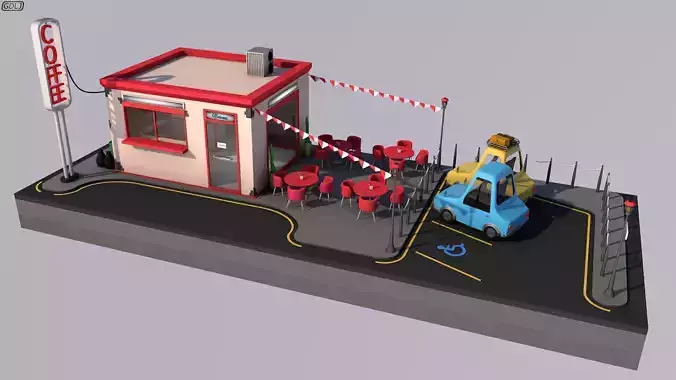 Cafe building 3D model