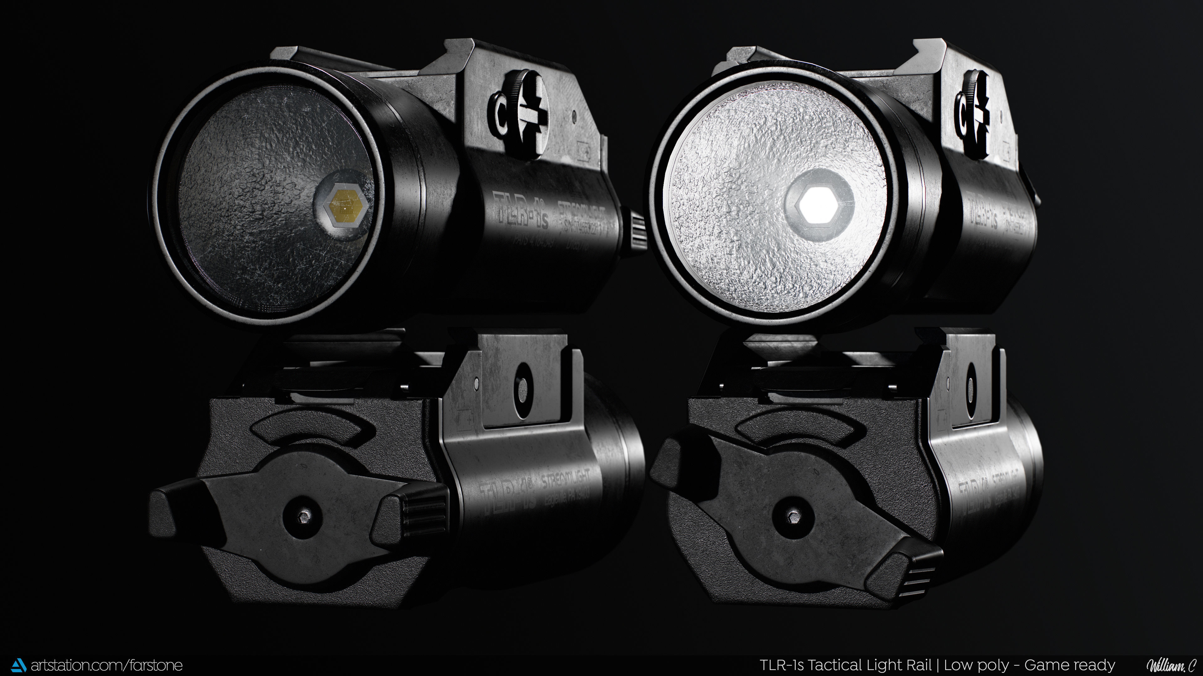 TLR-1s Tactical Light Accessory -  Game Ready - PBR - Low Poly Low-poly 3D model_6