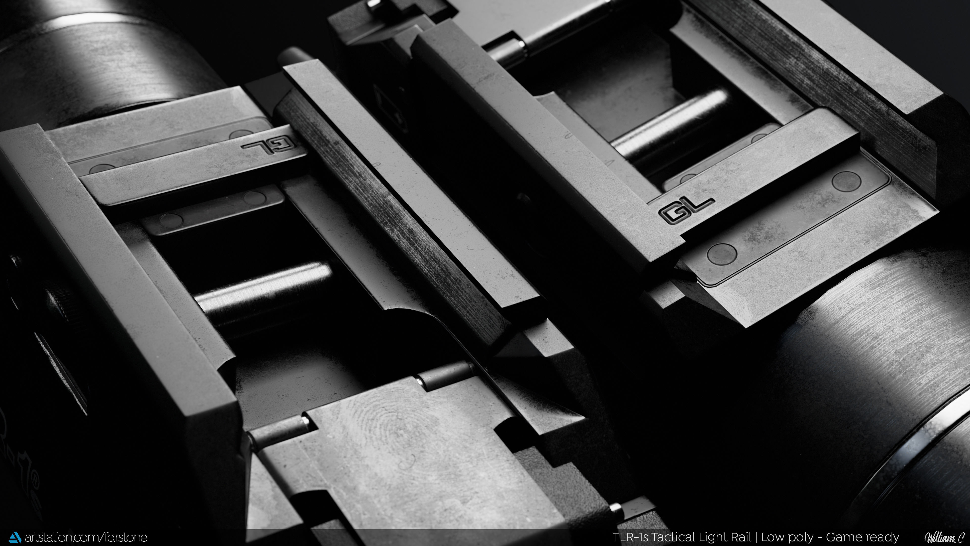 TLR-1s Tactical Light Accessory -  Game Ready - PBR - Low Poly Low-poly 3D model_3