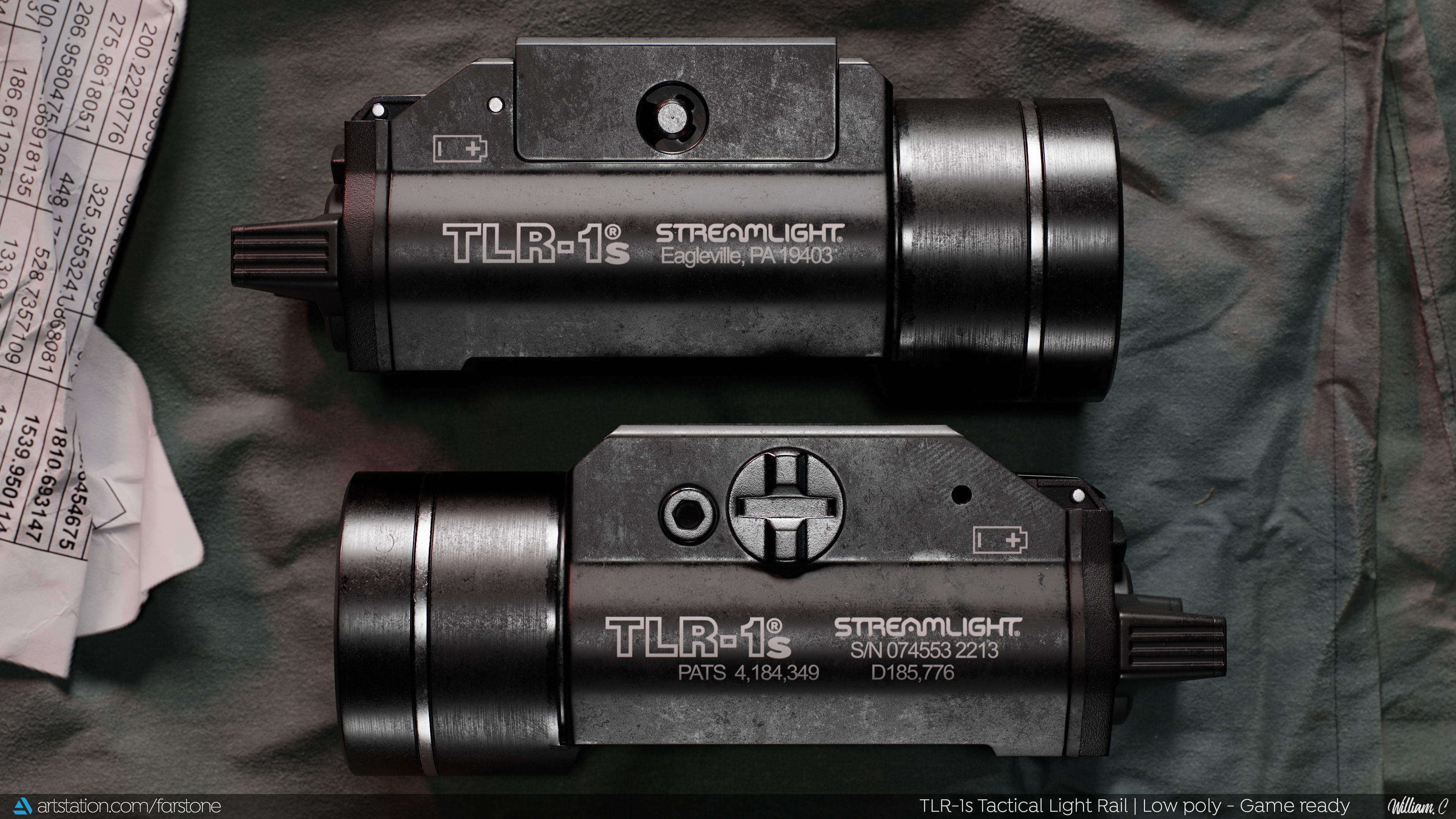 TLR-1s Tactical Light Accessory -  Game Ready - PBR - Low Poly Low-poly 3D model_1