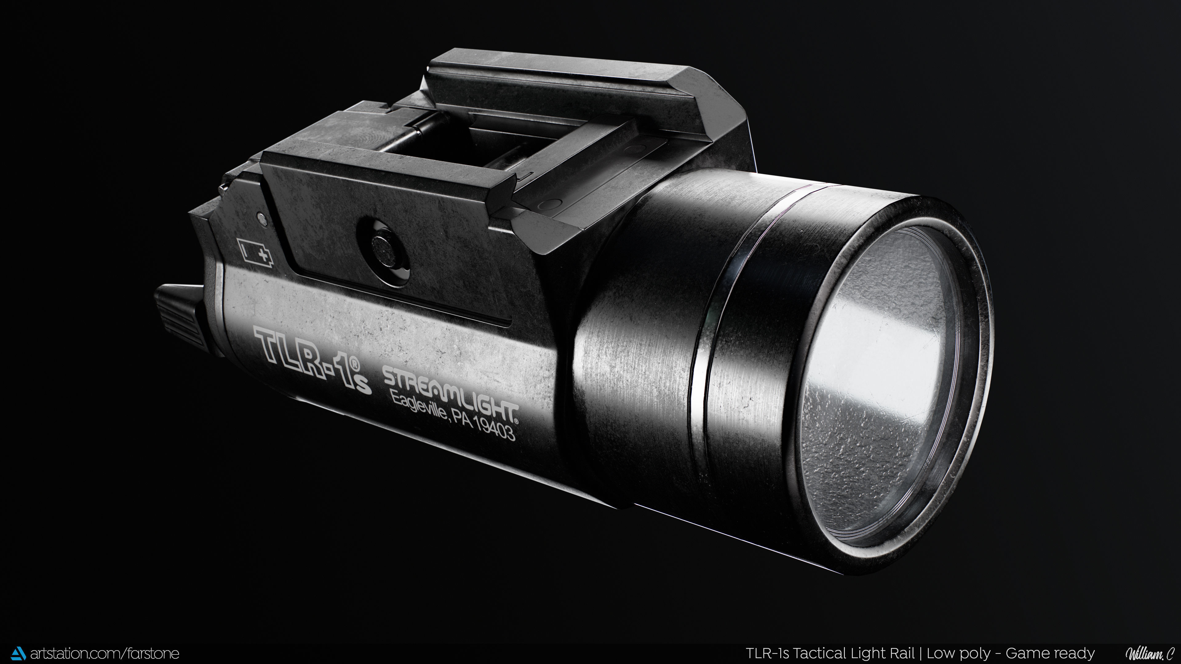 TLR-1s Tactical Light Accessory -  Game Ready - PBR - Low Poly Low-poly 3D model_2