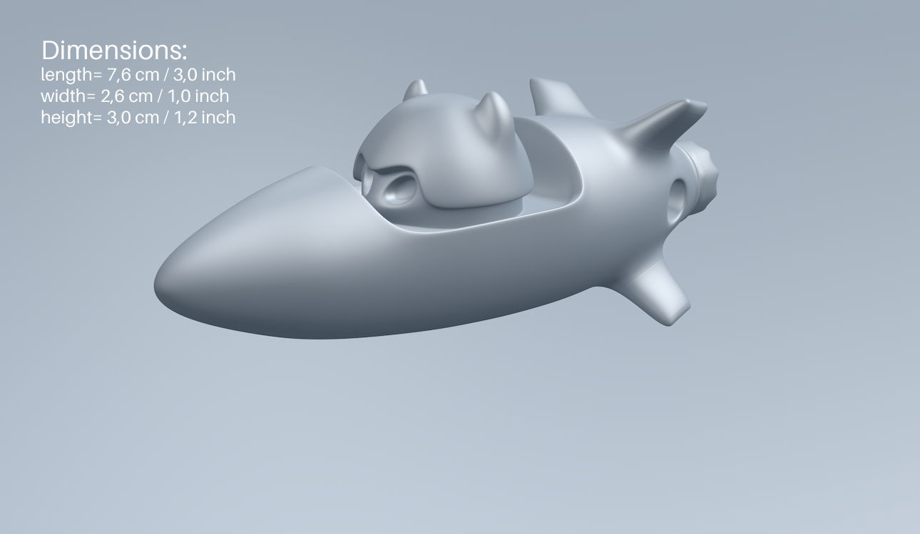 Rocket 1 Cartoon Keychain  3D print model_5