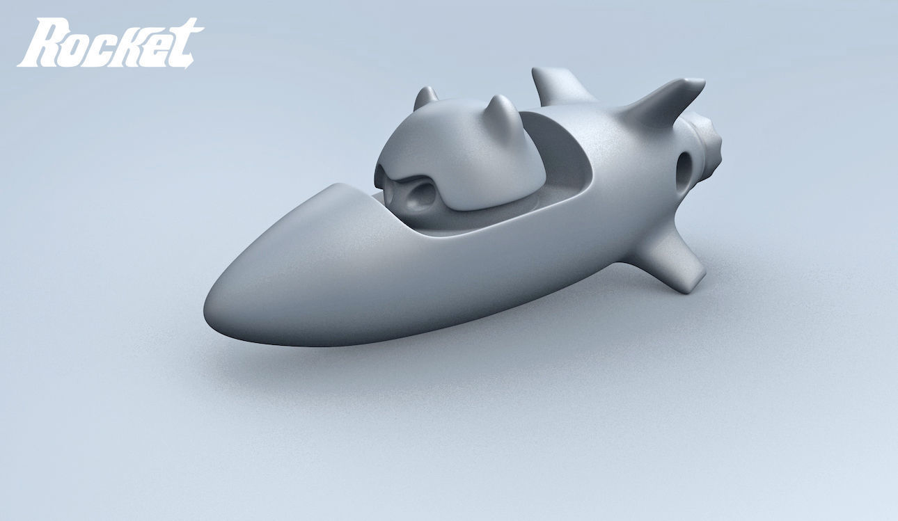 Rocket 1 Cartoon Keychain  3D print model_13