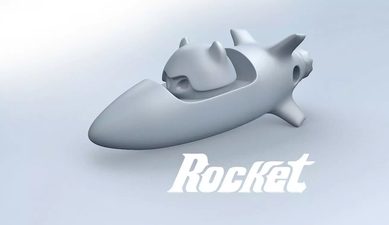 Rocket 1 Cartoon Keychain  3D print model_0