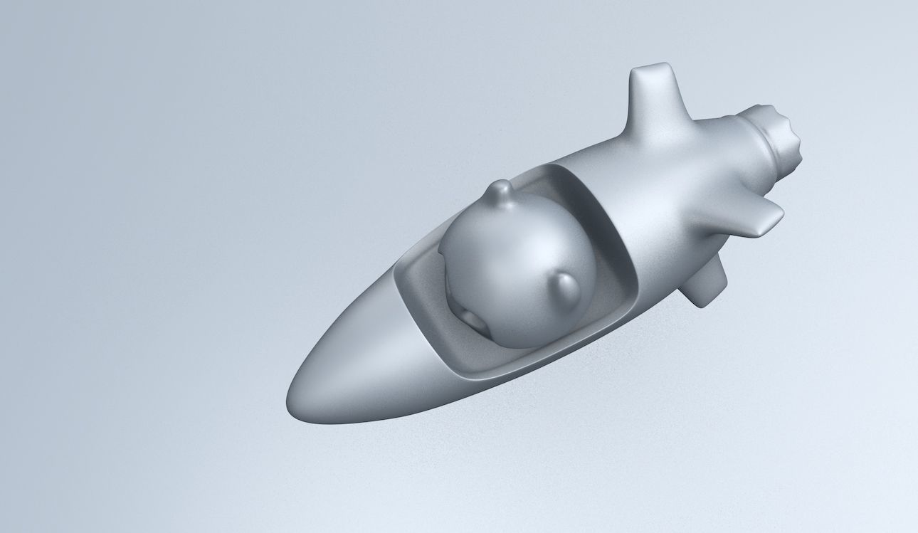 Rocket 1 Cartoon Keychain  3D print model_9