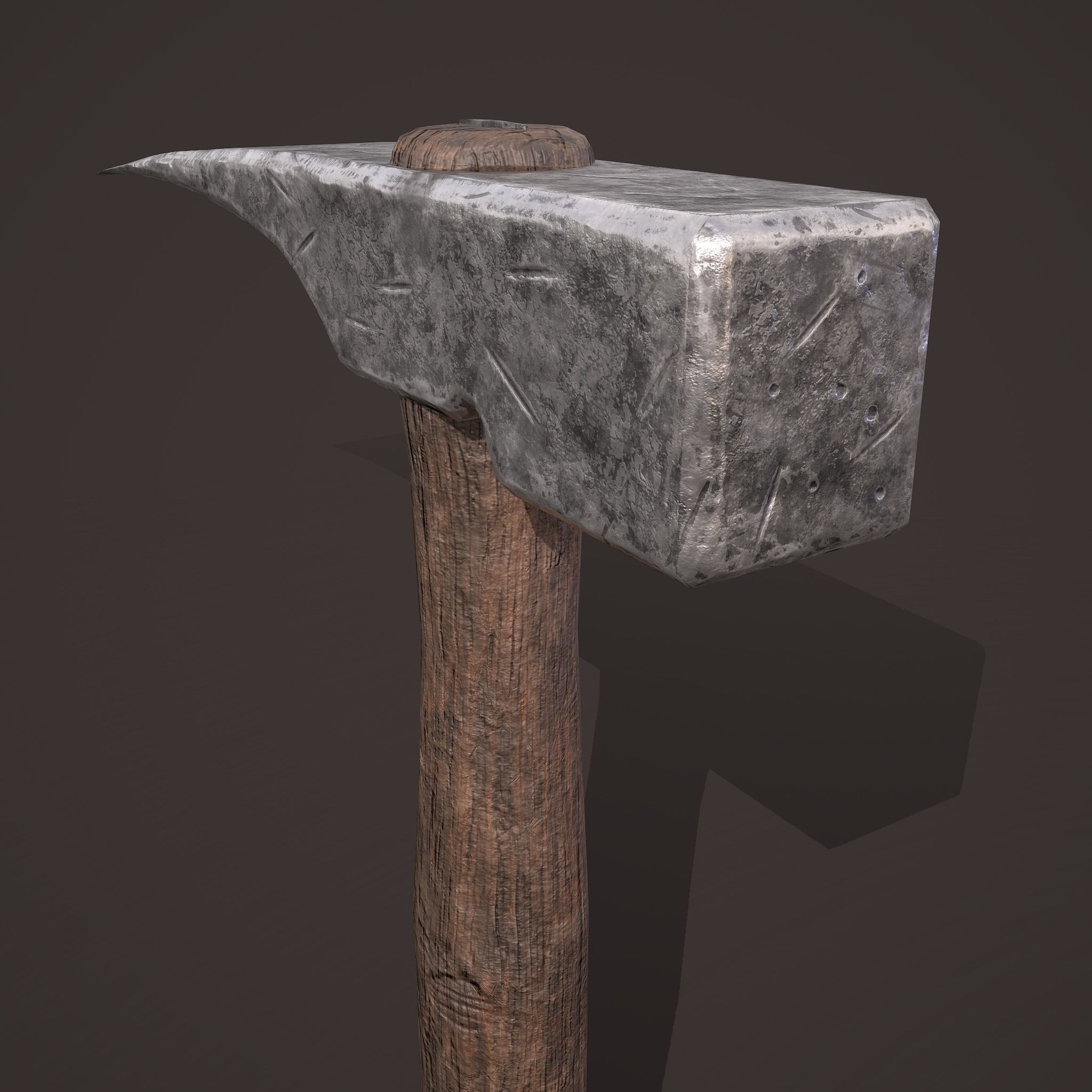 Medieval Hammer  Free low-poly 3D model_13